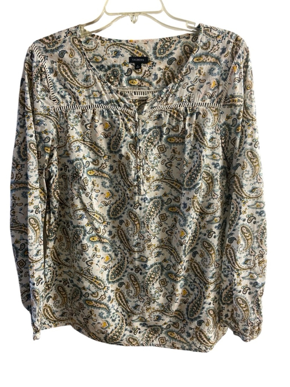 Talbots the rocking paisley pop over cotton top blouse Large